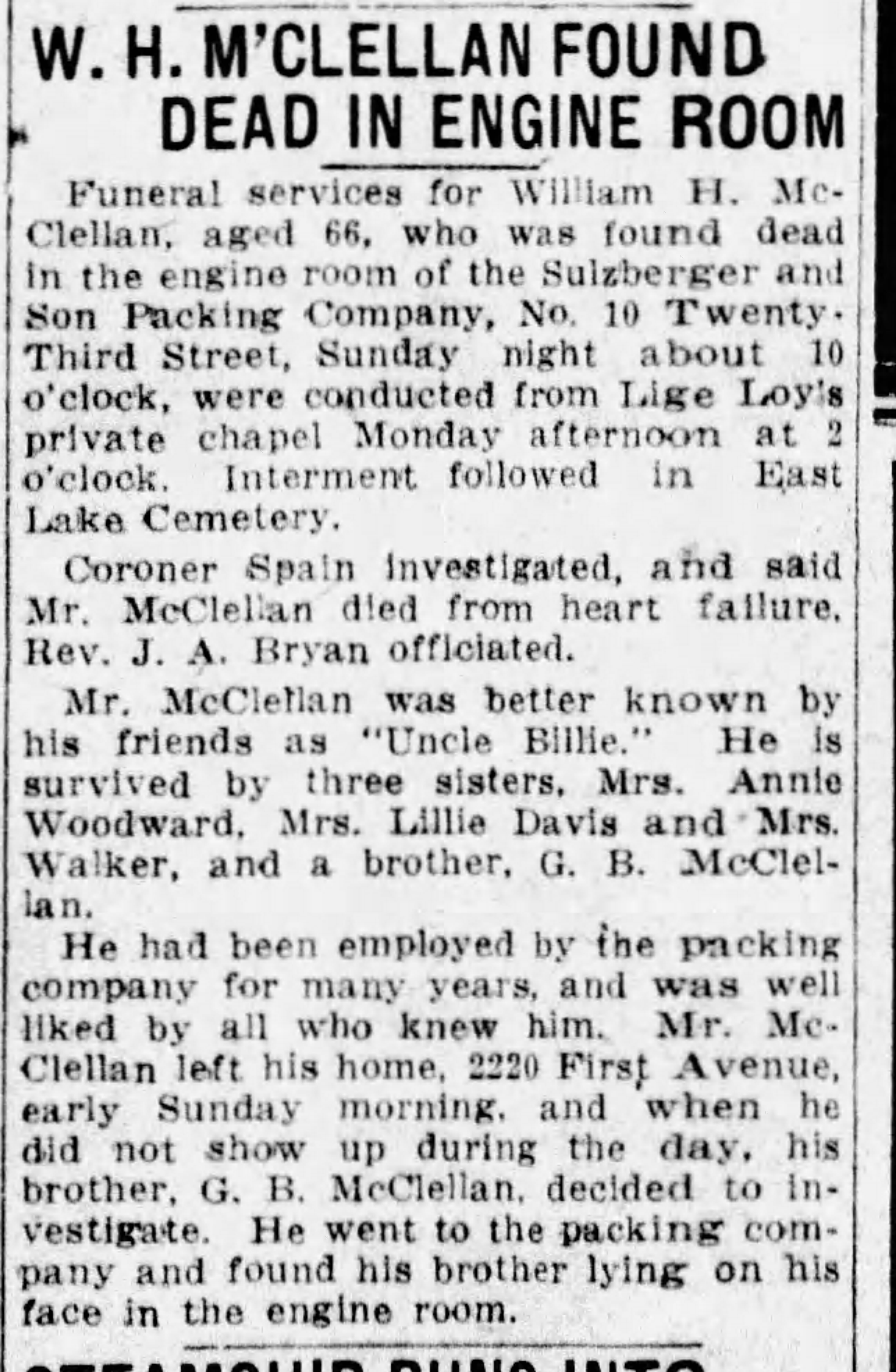 William H. McClellen obituary